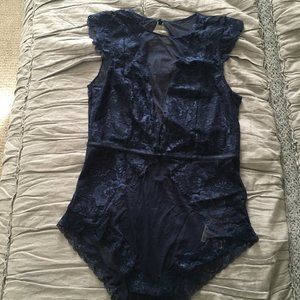 H&M Navy Lace Teddy Bodysuit Sz S NWT